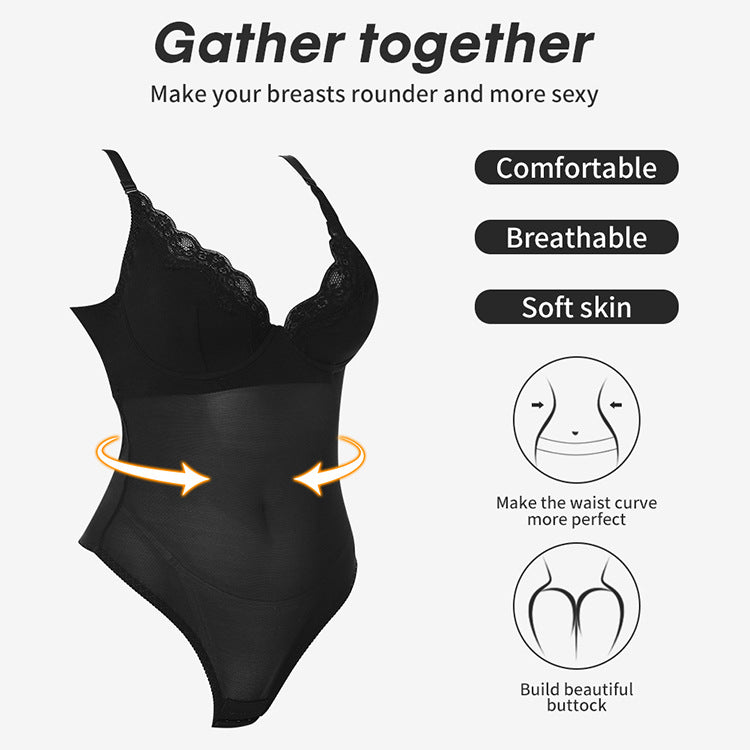 The LuxeSculpt™ All-in-One Premium Lace Plunge Bodysuit