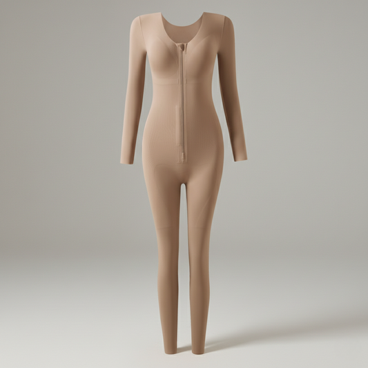 Seamless Full-Body Sculpting Bodysuit with Front Zipper