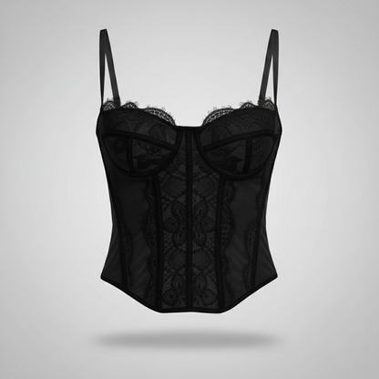 Lace Corset Bustier Top in Blush Pink – Supportive Boned Bodice