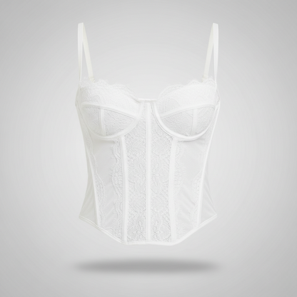 Lace Corset Bustier Top in Blush Pink – Supportive Boned Bodice