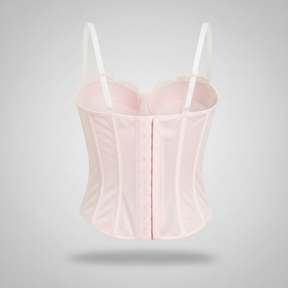 Lace Corset Bustier Top in Blush Pink – Supportive Boned Bodice