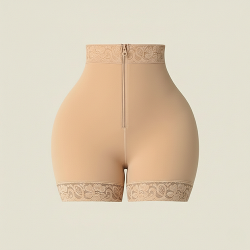 Premium High-Waisted Tummy Control Shapewear Shorts | Professional Seamless Body Shaper with Elite Lace Trim