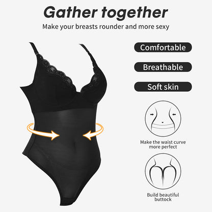 The LuxeSculpt™ All-in-One Premium Lace Plunge Bodysuit