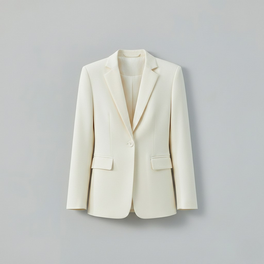 Natalia Vespera Women's Cream Tailored Blazer - Single Button Suit Jacket