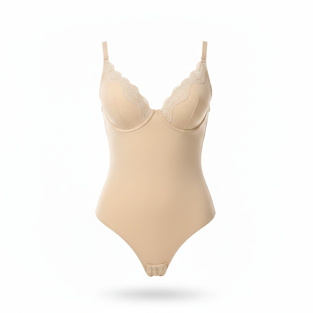 The LuxeSculpt™ All-in-One Premium Lace Plunge Bodysuit