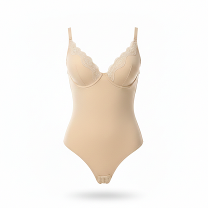 The LuxeSculpt™ All-in-One Premium Lace Plunge Bodysuit